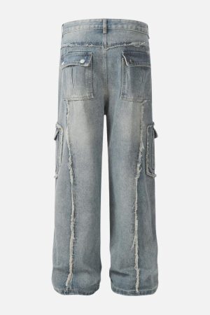 Concert Outfit Fringe Multi Pocket Jeans