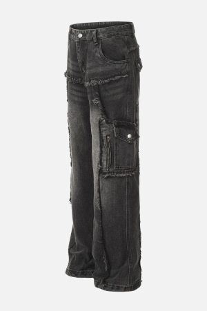 Concert Outfit Fringe Multi Pocket Jeans