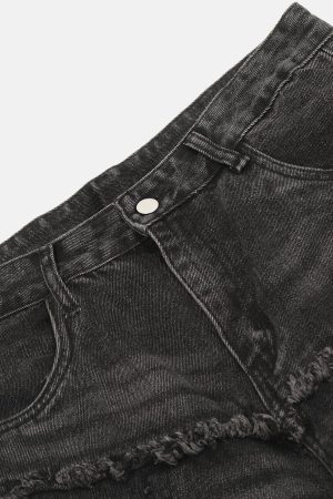 Concert Outfit Fringe Multi Pocket Jeans