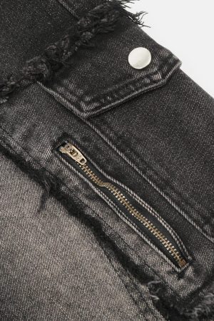 Concert Outfit Fringe Multi Pocket Jeans