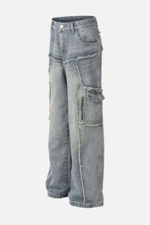 Concert Outfit Fringe Multi Pocket Jeans