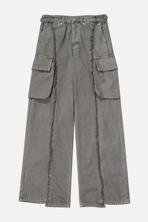 Concert Outfit Fringe Multiple Pockets Jeans