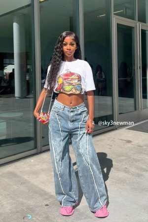 Concert Outfit Fringe Patchwork Loose Jeans