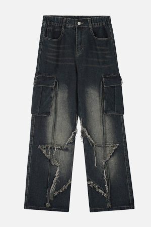 Concert Outfit Fringe Star Washed Jeans