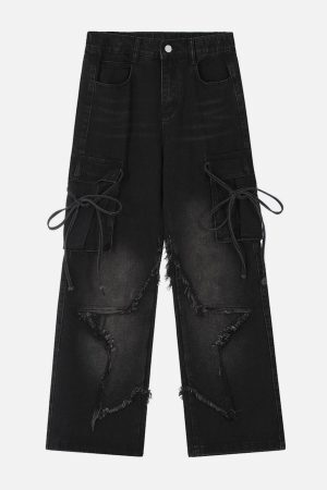 Concert Outfit Fringe Star Washed Jeans