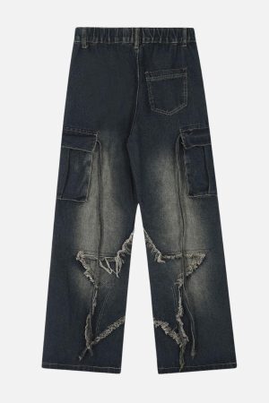 Concert Outfit Fringe Star Washed Jeans