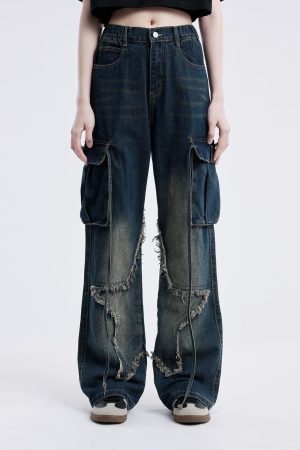 Concert Outfit Fringe Star Washed Jeans