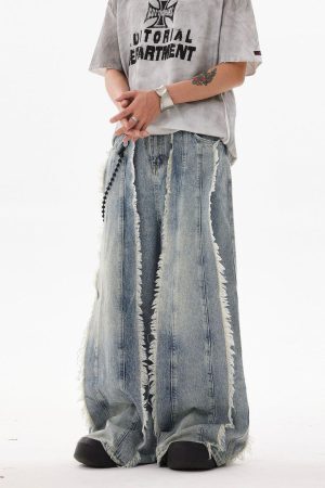 Concert Outfit Fringe Washed Jeans