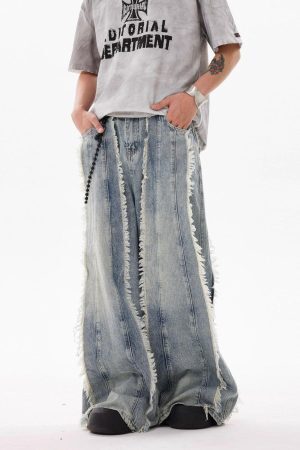 Concert Outfit Fringe Washed Jeans