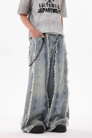 Concert Outfit Fringe Washed Jeans