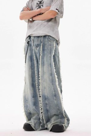 Concert Outfit Fringe Washed Jeans