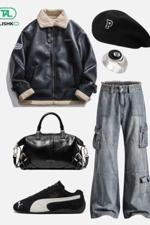 Concert Outfit Fringe Washed Multi Pocket Jeans