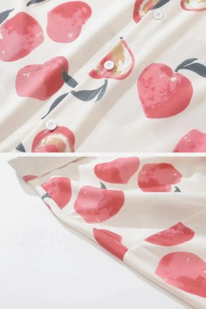 Concert Outfit Fruit Print Long-Sleeved Shirt