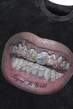 Concert Outfit Full Diamond Tooth Pattern T-Shirt