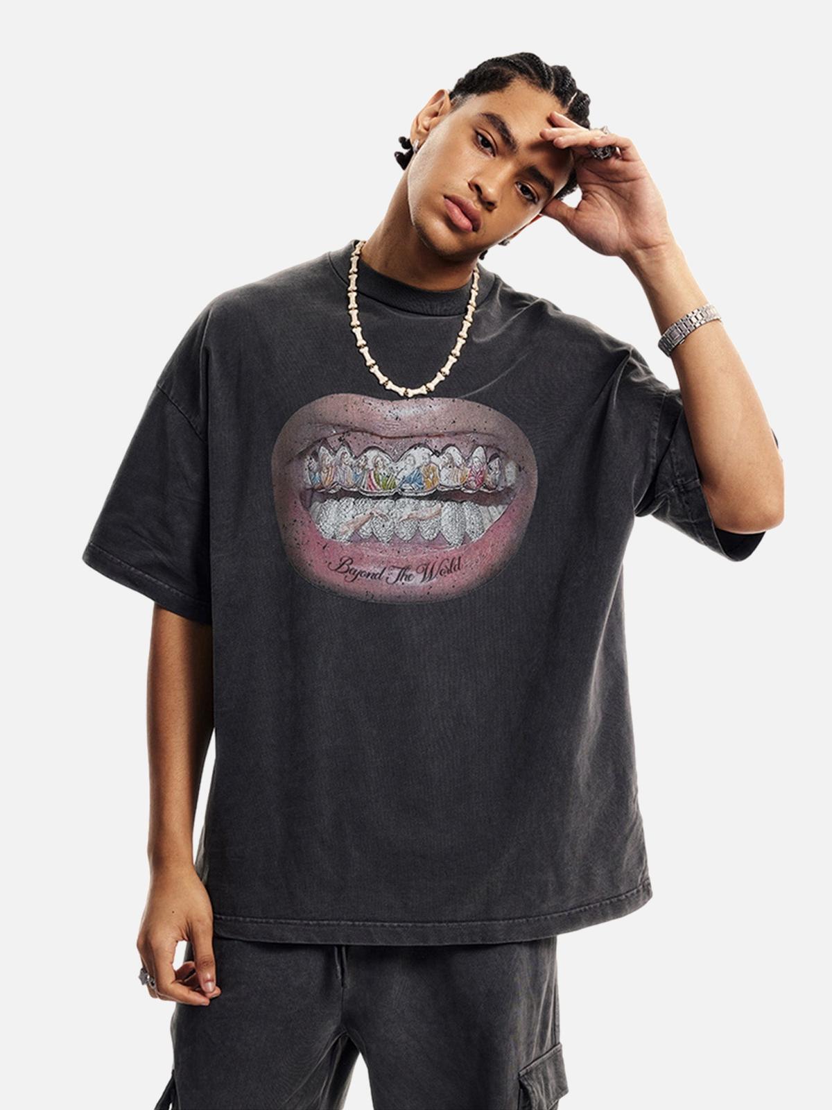 Concert Outfit Full Diamond Tooth Pattern T-Shirt Concert Outfit Full Diamond Tooth Pattern T-Shirt