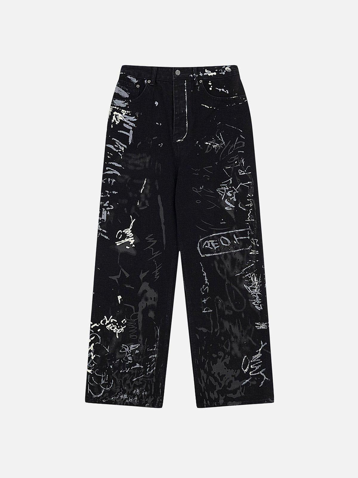 Concert Outfit Full Print Graffiti Loose Jeans Concert Outfit Full Print Graffiti Loose Jeans