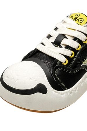 Concert Outfit Fun Big Toe Leather Spliced Sneakers