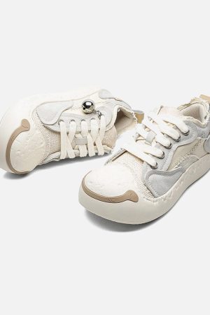 Concert Outfit Fun Big Toe Leather Spliced Sneakers