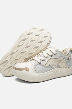 Concert Outfit Fun Big Toe Leather Spliced Sneakers