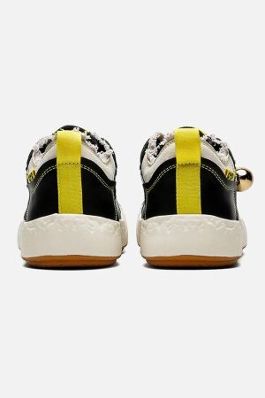 Concert Outfit Fun Big Toe Leather Spliced Sneakers