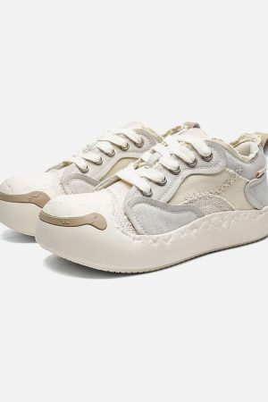 Concert Outfit Fun Big Toe Leather Spliced Sneakers