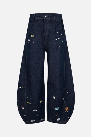 Concert Outfit Fun Embroidered Barrel Jeans