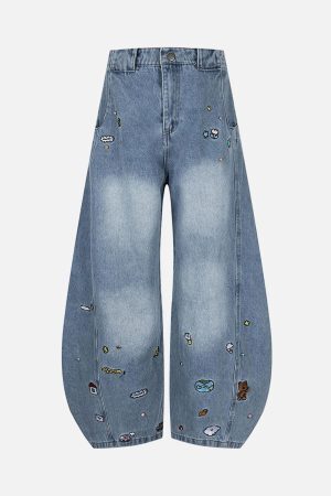 Concert Outfit Fun Embroidered Barrel Jeans