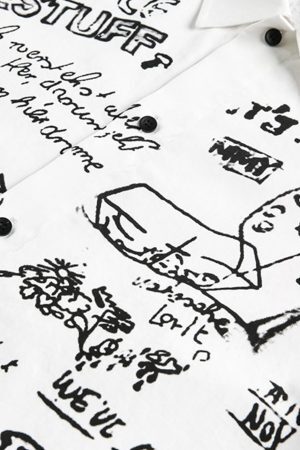 Concert Outfit Fun Graffiti Print Short Sleeve Shirt