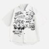 Concert Outfit Fun Graffiti Print Short Sleeve Shirt
