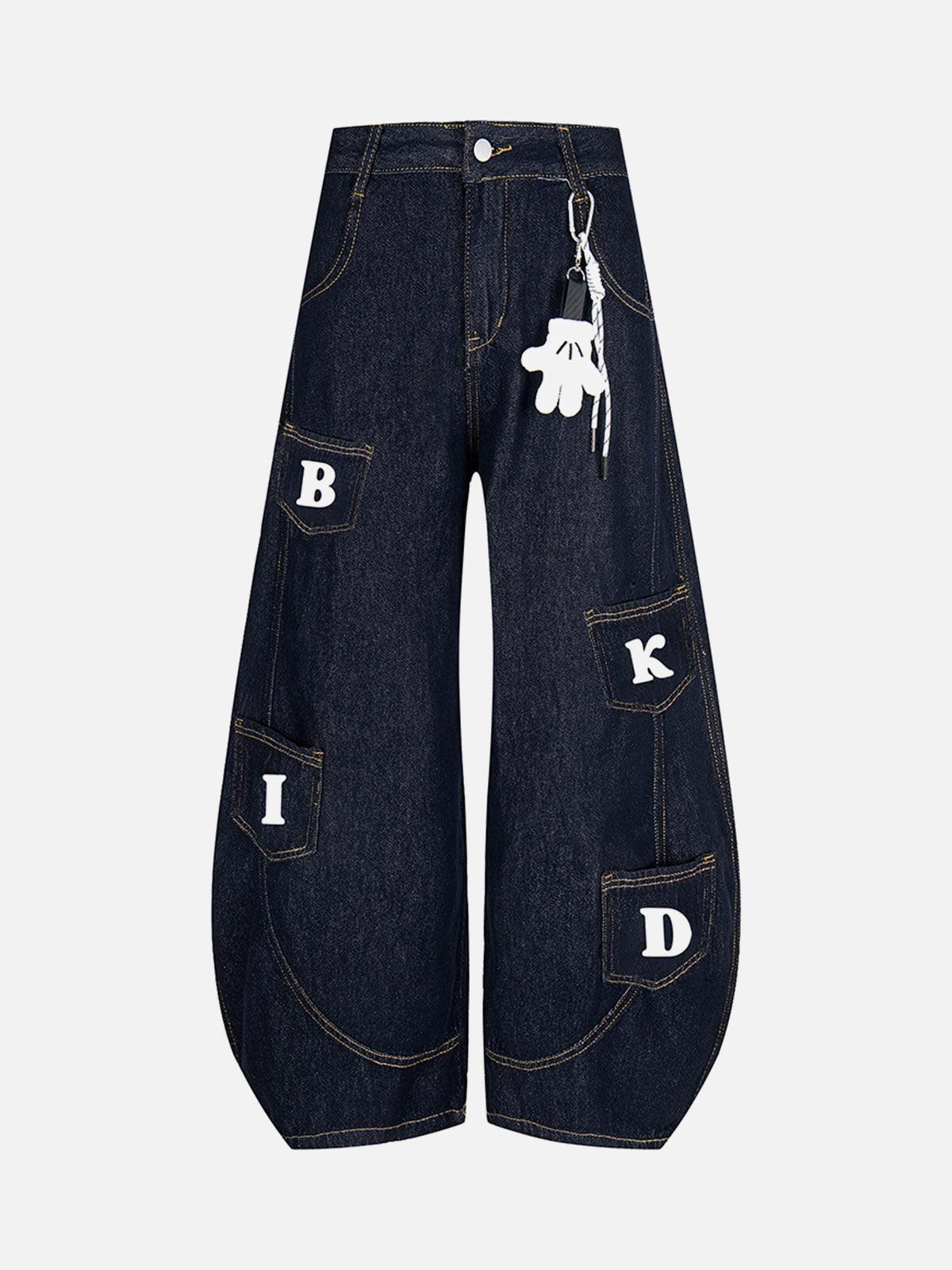 Concert Outfit Fun Letter Pocket Barrel Jeans Concert Outfit Fun Letter Pocket Barrel Jeans