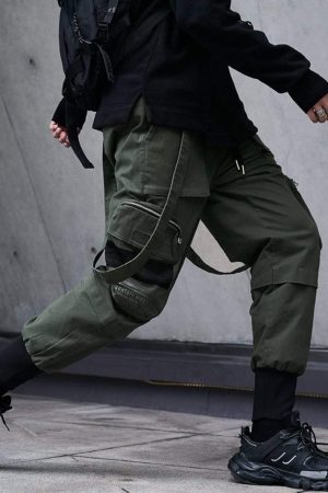 Concert Outfit Function Buttons Ribbons Stereoscopic Pockets Cargo Pants