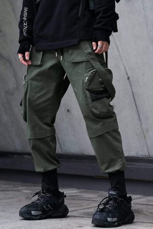 Concert Outfit Function Buttons Ribbons Stereoscopic Pockets Cargo Pants