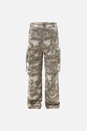Concert Outfit Functional Camouflage Straight-Leg Cargo Pants