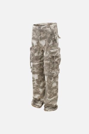 Concert Outfit Functional Camouflage Straight-Leg Cargo Pants
