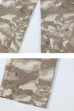 Concert Outfit Functional Camouflage Straight-Leg Cargo Pants