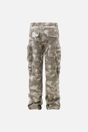 Concert Outfit Functional Camouflage Straight-Leg Cargo Pants