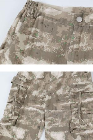 Concert Outfit Functional Camouflage Straight-Leg Cargo Pants