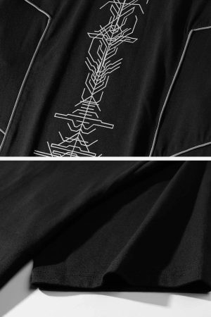 Concert Outfit Functional Reflective Strip Print Cotton Tee