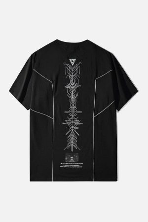 Concert Outfit Functional Reflective Strip Print Cotton Tee