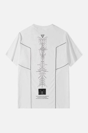 Concert Outfit Functional Reflective Strip Print Cotton Tee