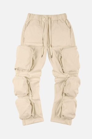 Concert Outfit Functional Wind Zipper Multi-Pocket Work Pants