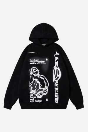 Concert Outfit Funny Cartoon Print Hoodie