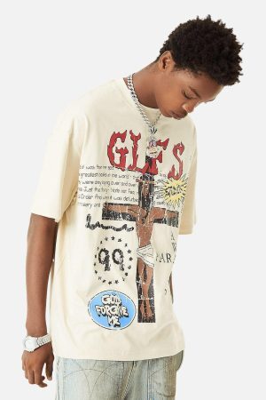 Concert Outfit Funny Jesus Graffiti Street Rap T-Shirt