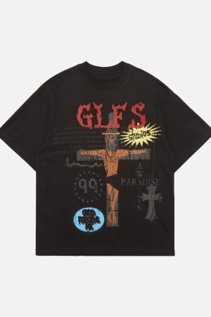 Concert Outfit Funny Jesus Graffiti Street Rap T-Shirt