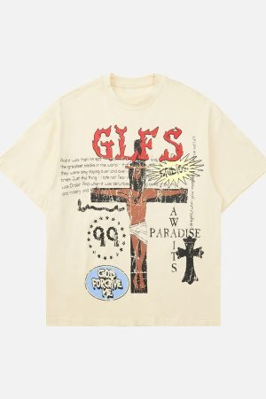 Concert Outfit Funny Jesus Graffiti Street Rap T-Shirt