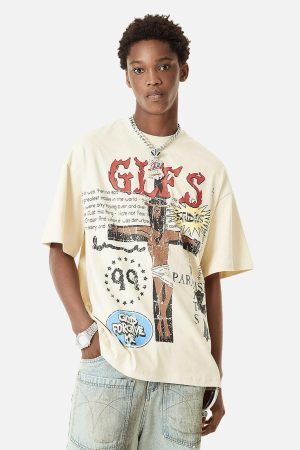 Concert Outfit Funny Jesus Graffiti Street Rap T-Shirt