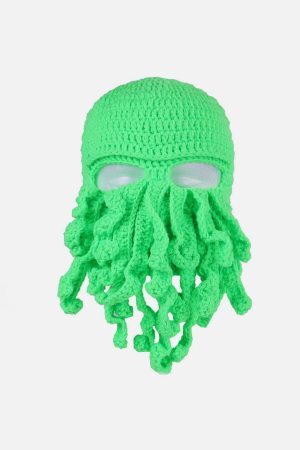 Concert Outfit Funny Knit Masked Octopus Hat