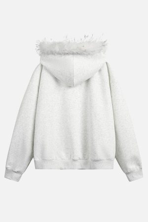 Concert Outfit Fur Collar Stitch Detail Cardigan