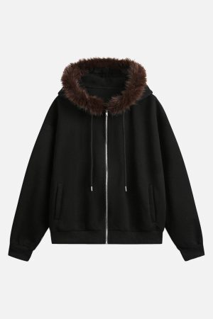 Concert Outfit Fur Collar Stitch Detail Cardigan