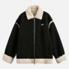 Concert Outfit Fur Collar Zip Up Sherpa-Lined Jacket